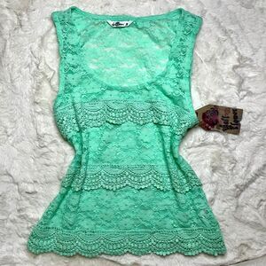 Mint green lace tank top